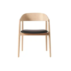 Andersen Furniture AC2 Stol Hvidpigmenteret Mat Lakeret Bøg Sort PU Læder^ Stue|Stole