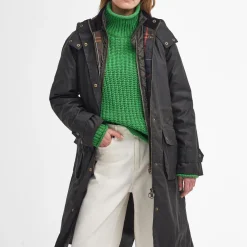 Barbour Long Cannich Waxed Jacket Olive-Classic^Dame Overtøj