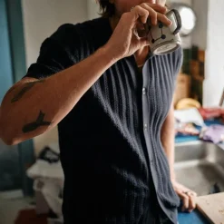 Blue De Gênes Blue De Génes Compra Open Polo Knit Dark Navy^ Overdele