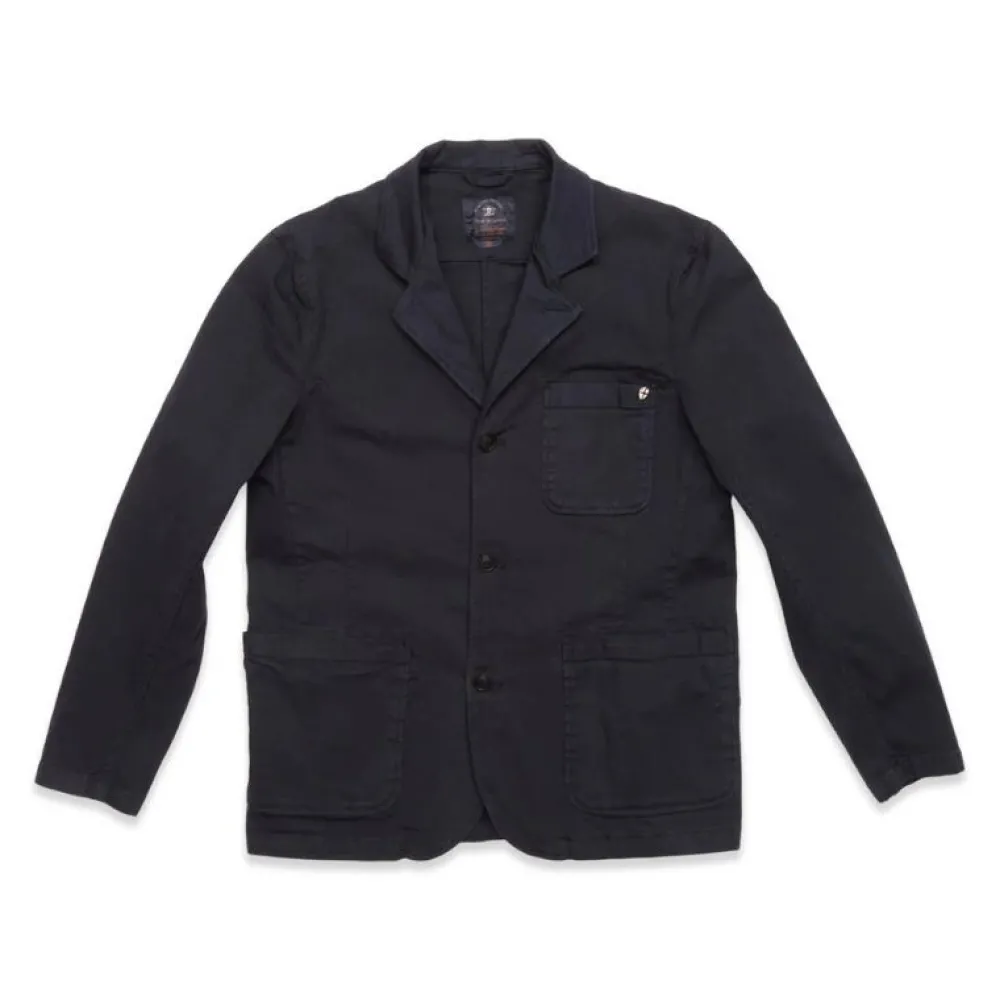 Blue De Gênes Blue De Génes Gabbiano Dobby Blazer Dark Navy^ Overdele