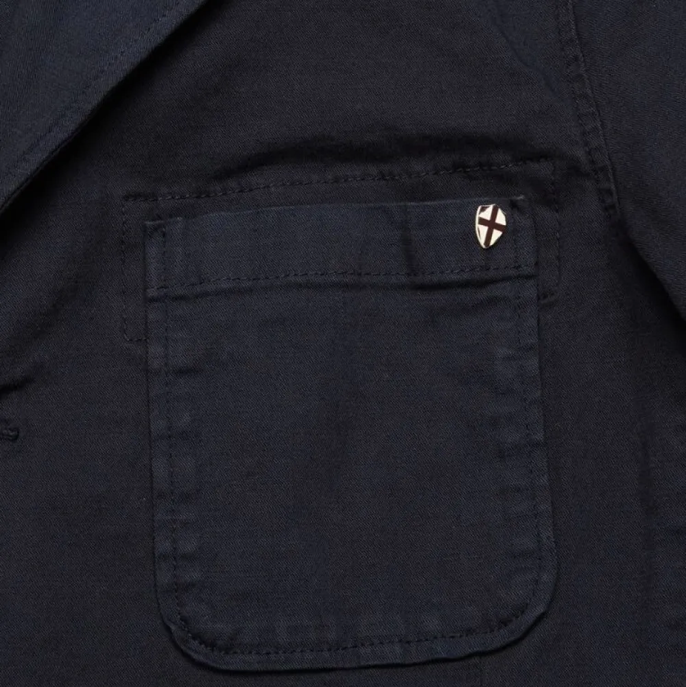 Blue De Gênes Blue De Génes Gabbiano Dobby Blazer Dark Navy^ Overdele