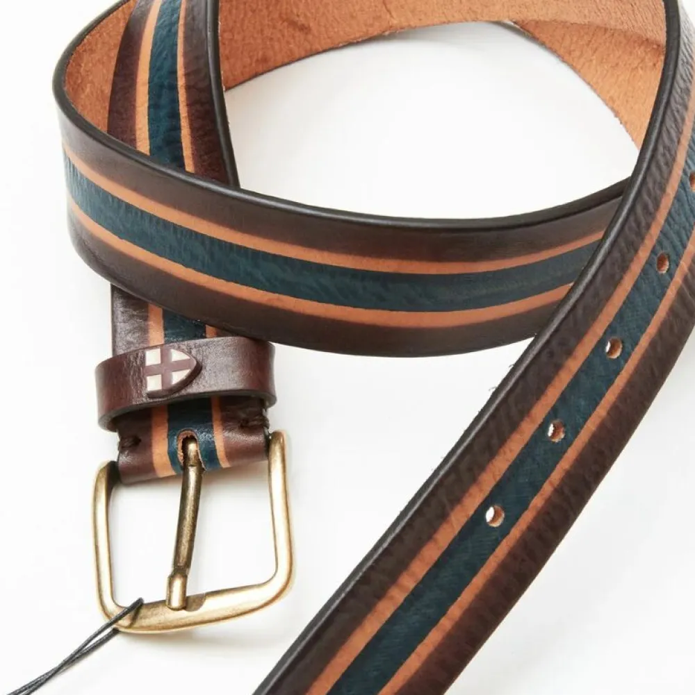 Blue De Gênes Blue De Génes Tino Belt Brown Stripe^ Accessories