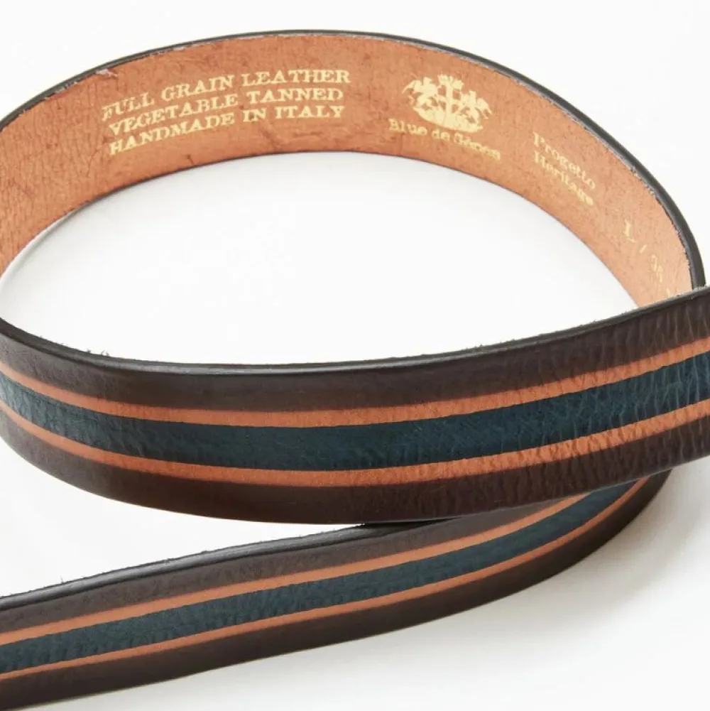 Blue De Gênes Blue De Génes Tino Belt Brown Stripe^ Accessories