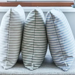 Compliments Outdoor Fine Stripe Cushion Dusty Blue 45x45 cm^ Udendørs|Puder