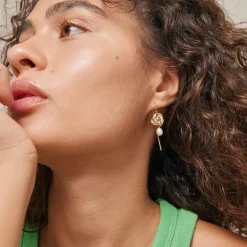 Enamel Copenhagen Earrings Kai Pearls Gold-Plated^Dame Accessories|Smykker