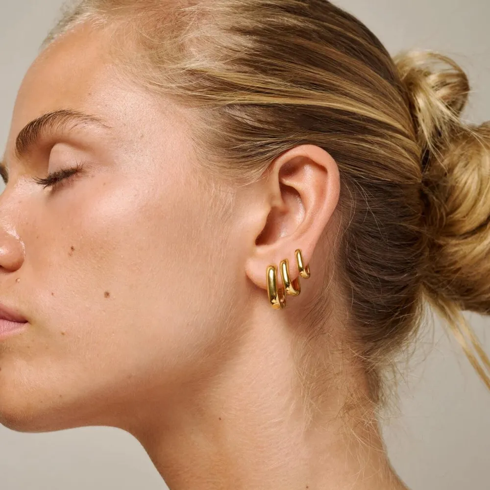 Enamel Copenhagen Hoops Square Gold-Plated^Dame Accessories|Smykker