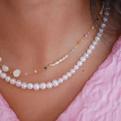 Enamel Copenhagen Necklace Pearlie Gold-Plated^Dame Accessories|Smykker