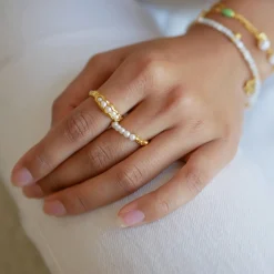 Enamel Copenhagen Ring Ailana Pearl Gold-Plated^Dame Accessories|Smykker