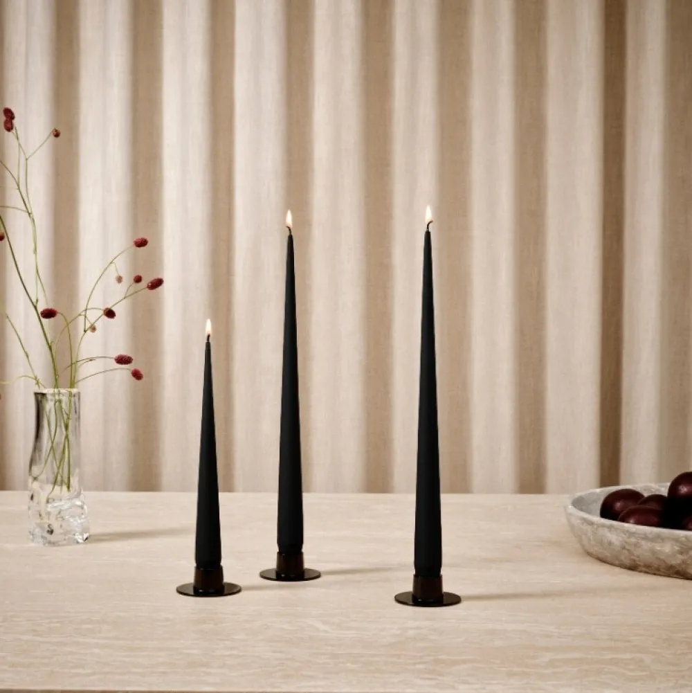 Ester & Erik Lysestage Børstet Sort Mellem^ Adventsstager|Lysestager