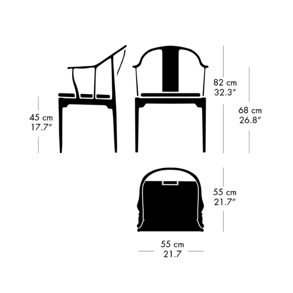 Fritz Hansen 4283 Kinastolen Sort Ask^ Stole