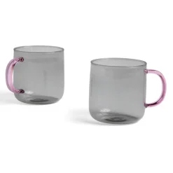 Hay Borosilicate Mug Light Grey With Pink Handle 2 stk.^ Køkken