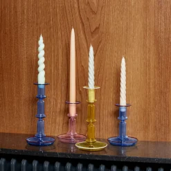 Hay Flare Candleholder Tall Light Blue With Red Rim^ Lysestager