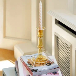 Hay Flare Candleholder Tall Yellow With White Rim^ Lysestager