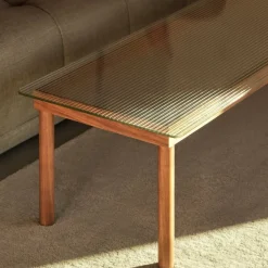 Hay Kofi Sofabord 140 x 50 Oak & Clear Reeded Glass^ Borde|Stue