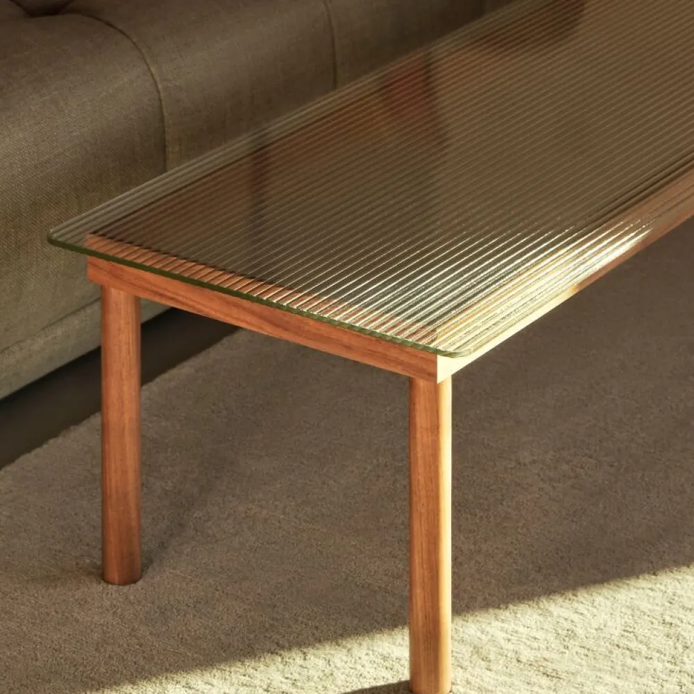 Hay Kofi Sofabord 140 x 50 Oak & Clear Reeded Glass^ Borde|Stue