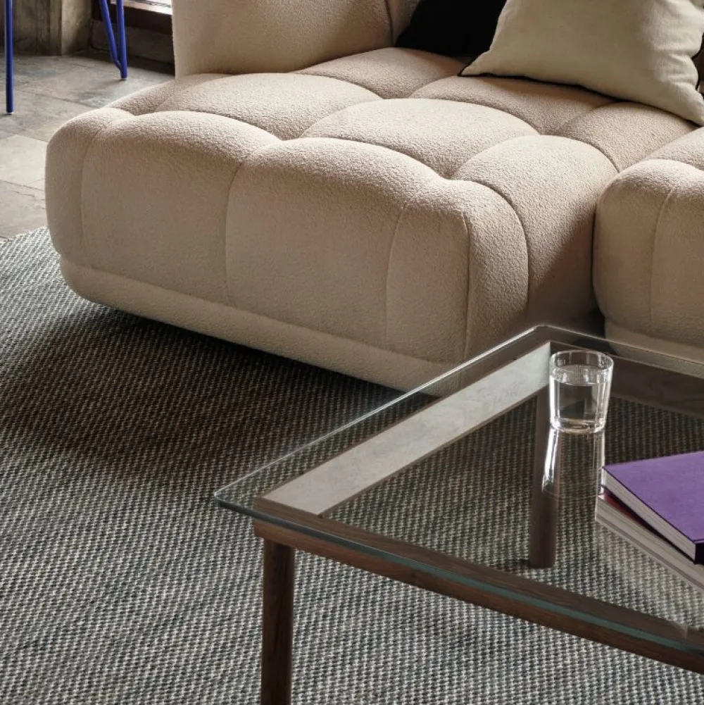 Hay Kofi Sofabord 80 x 80 Walnut & Clear Glass^ Stue|Borde