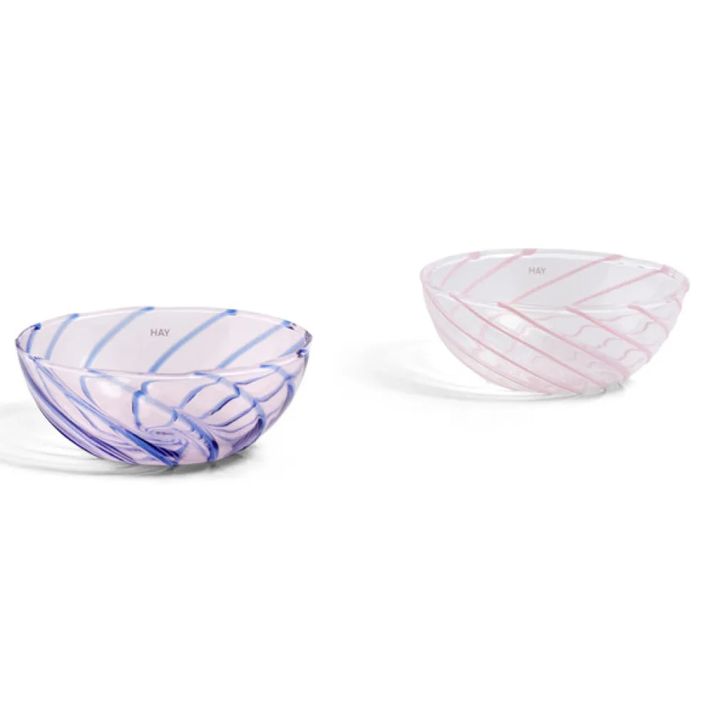 Hay Spin Bowl Set Of 2 Light Pink With Blue Stripe^ Skåle & Bakker