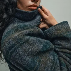 HEYANNO Believe Check Coat Deep Forest^Dame Overtøj