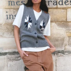 HEYANNO Victory Knit Waistcoat Grey Melange^Dame Overdele