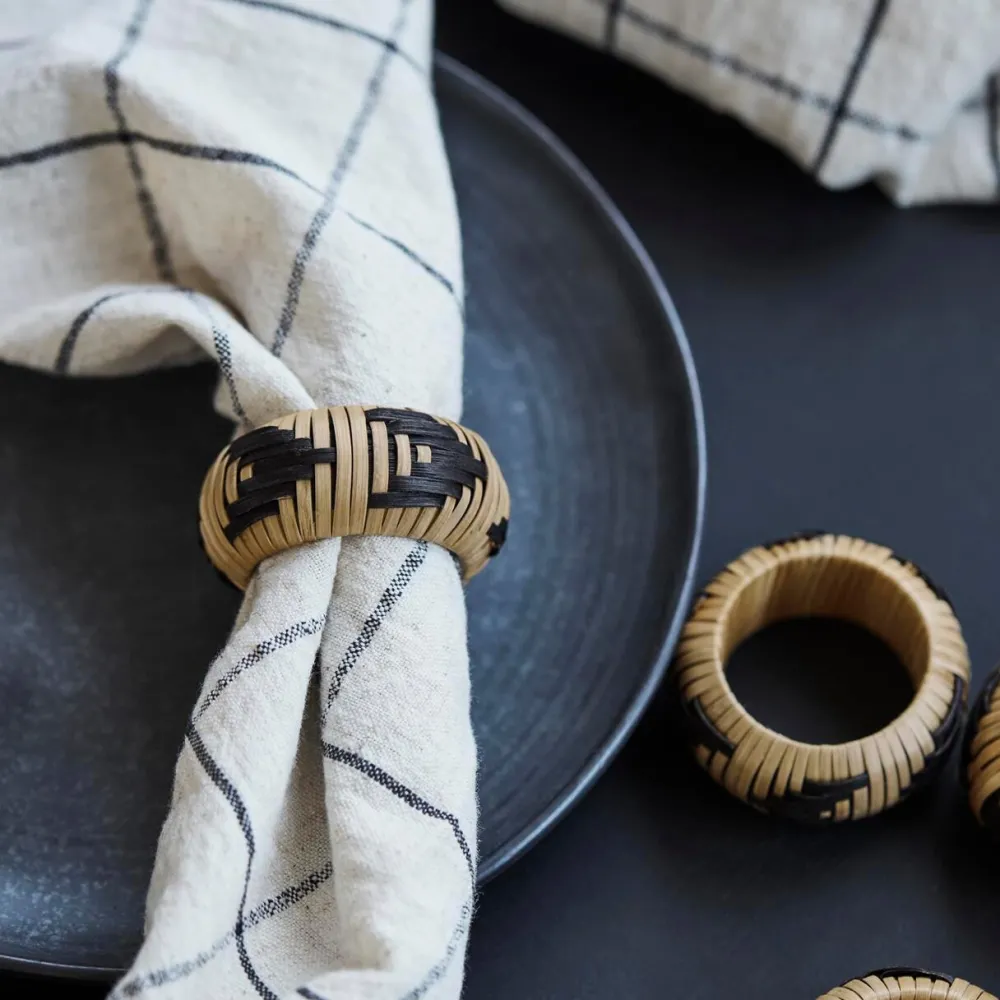 House Doctor Bam Napkin Rings Nature/Black^ Køkken