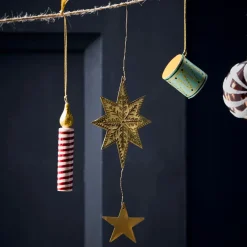 House Doctor Bird/Star/Heart Ornaments Antique Brass^ Julepynt