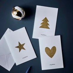 House Doctor Glitr Cards With Envelope Greeting White/Golden^ Julepynt