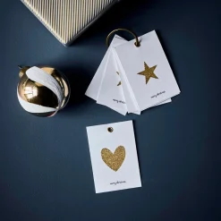 House Doctor Glitr Gift Tags White/Golden^ Julepynt