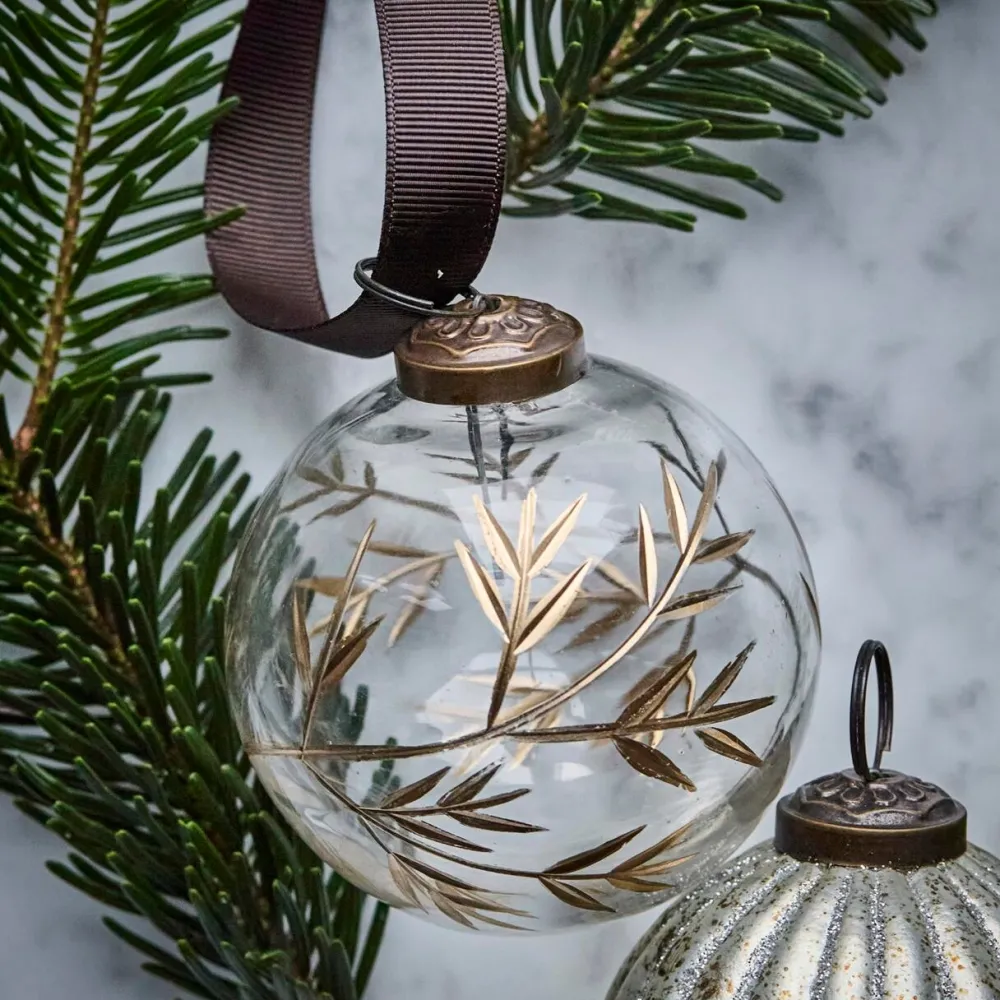 House Doctor Leaf Ornament Clear/Golden^ Juletræspynt|Julepynt