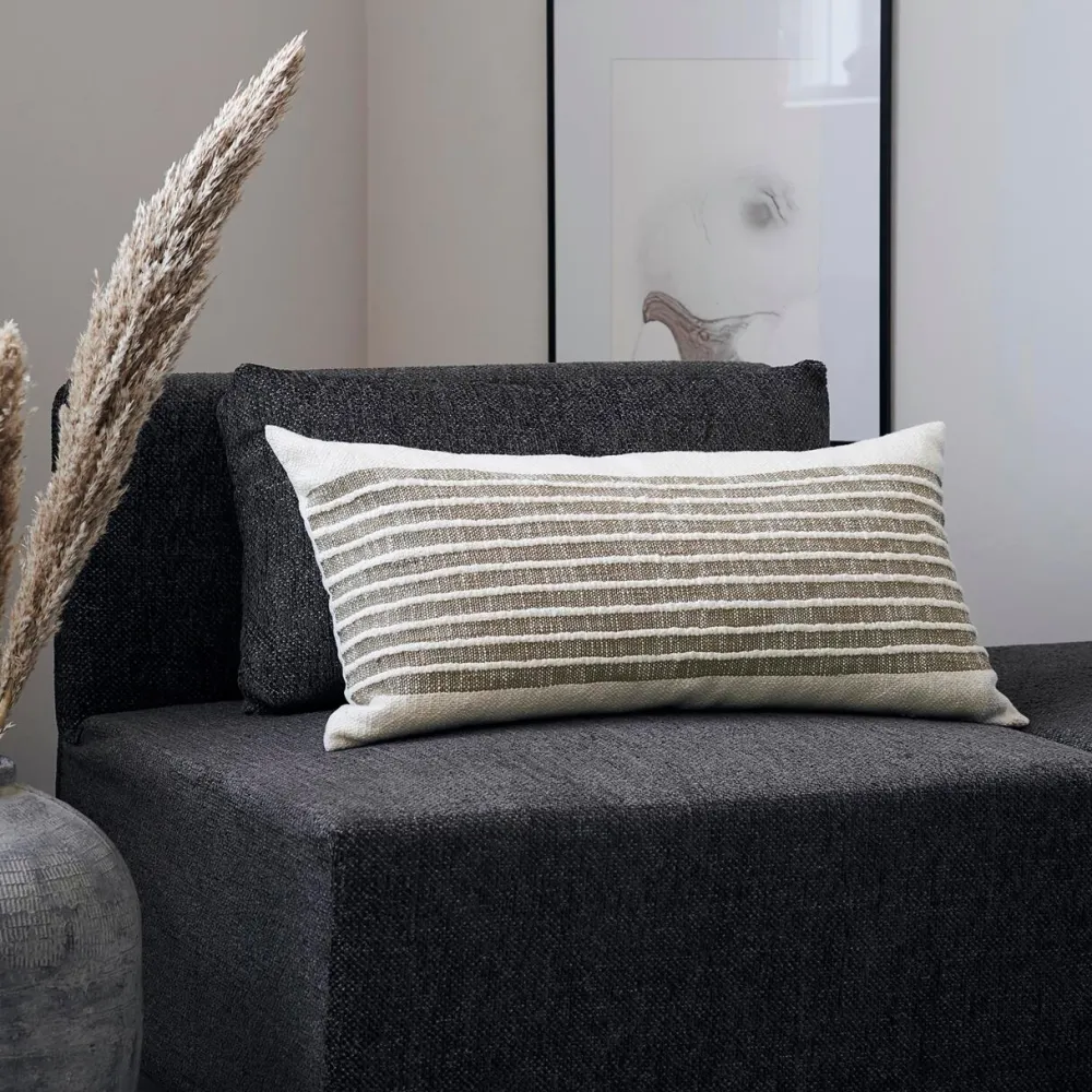 House Doctor Yarn Cushion Mustard 40x80 cm^ Puder