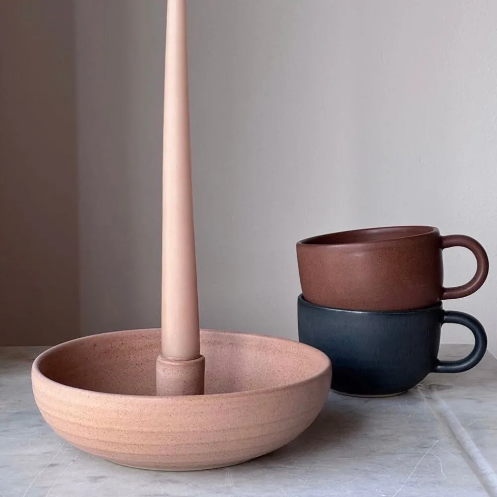 Julie Damhus Studio Oda Lysestage Skål Stor Beige^ Lysestager|Keramik & Porcelæn