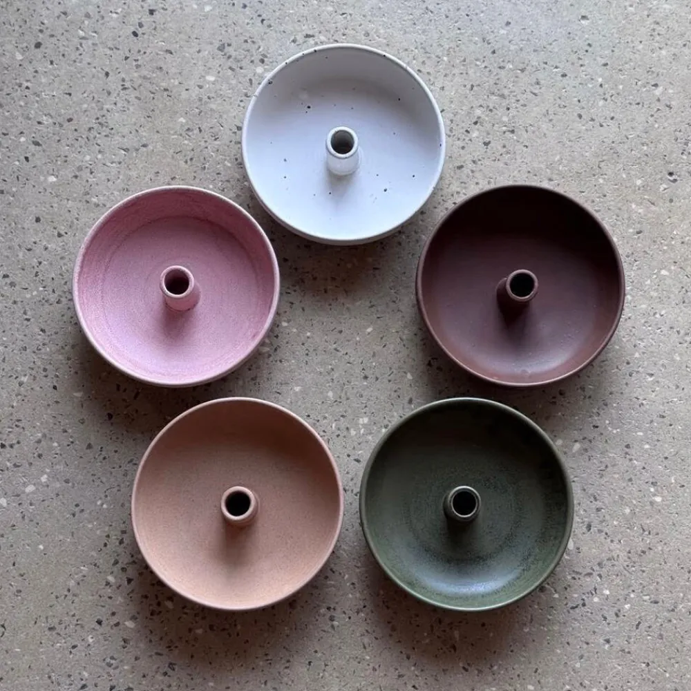 Julie Damhus Studio Oda Lysestage Skål Stor Grøn^ Lysestager|Keramik & Porcelæn