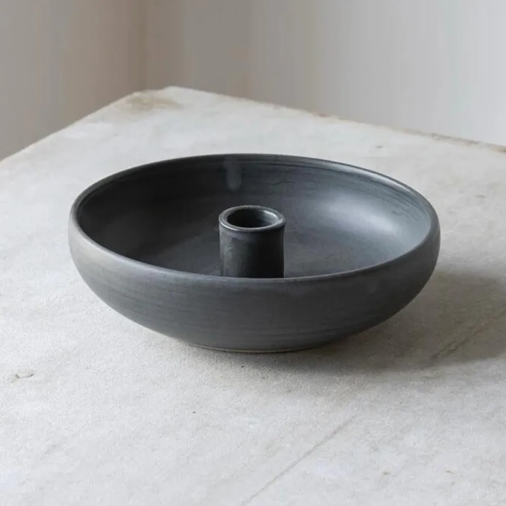 Julie Damhus Studio Oda Lysestage Skål Blå Stor^ Lysestager|Keramik & Porcelæn