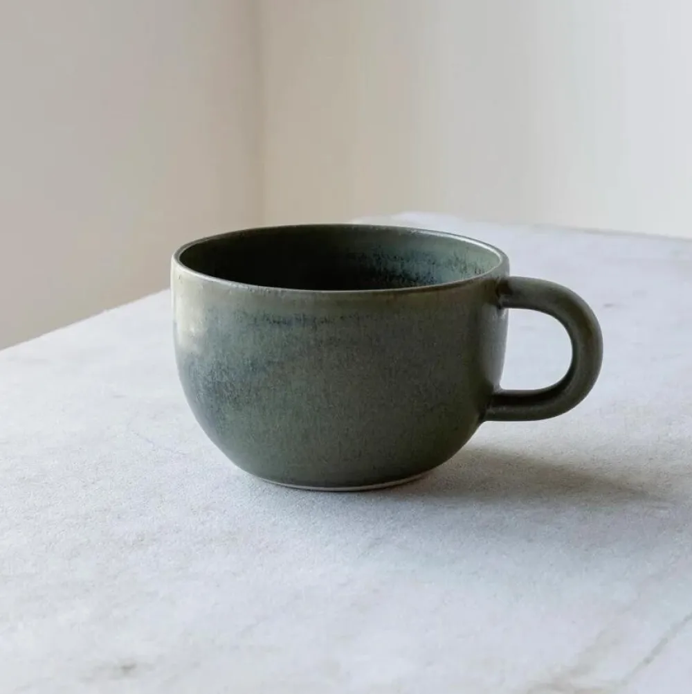 Julie Damhus Studio Oda Te Kop Med Hank Grøn^ Keramik & Porcelæn