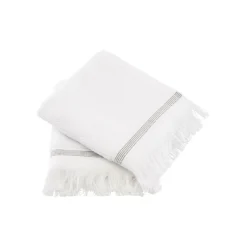 Meraki Towels White & Grey Stripes 40x60 cm^ Badeværelse|Badtekstiler