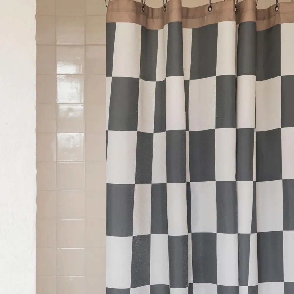 Mette Ditmer Retro Shower Curtain Dark Grey^ Badeværelse|Badtekstiler