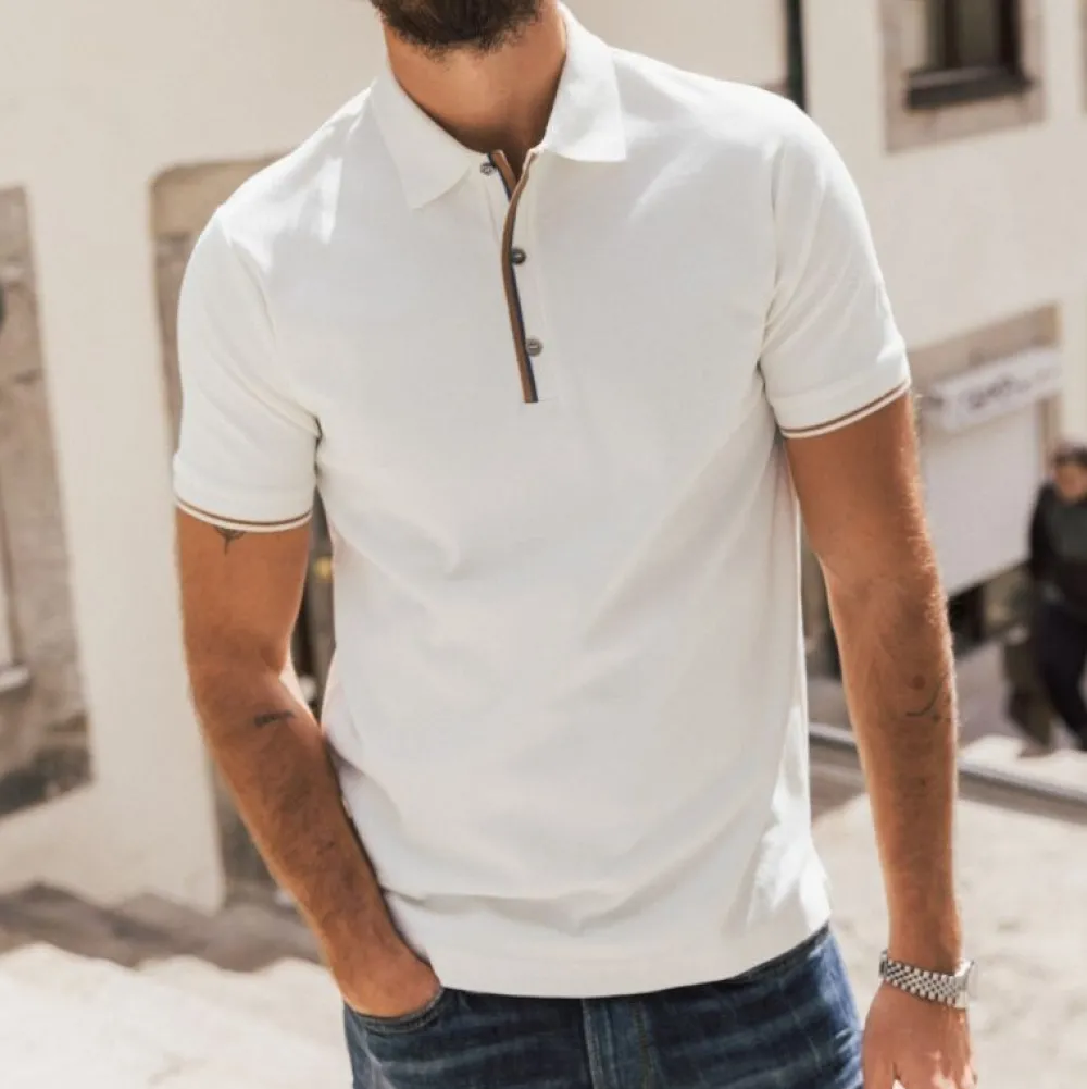 Mos Mosh Gallery Harvey Polo SS Tee Off White^ Overdele