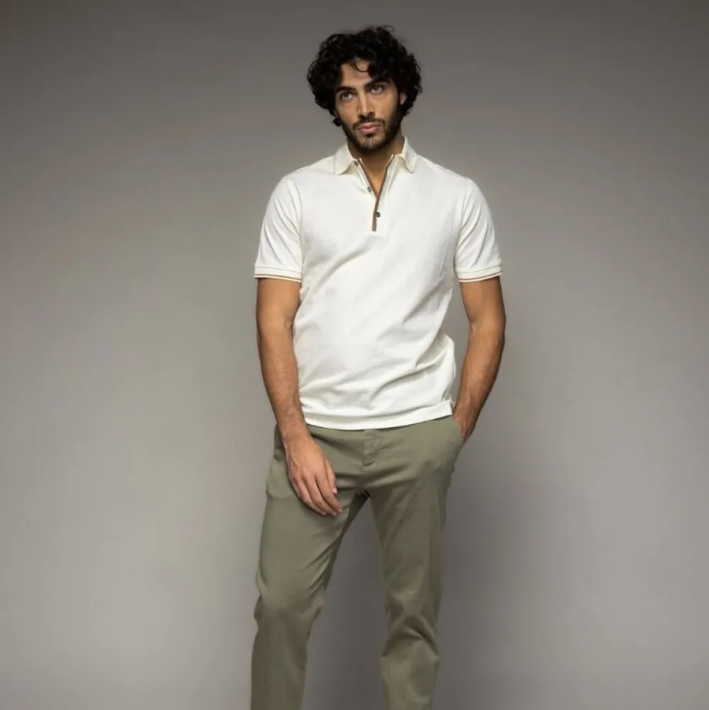 Mos Mosh Gallery Harvey Polo SS Tee Off White^ Overdele