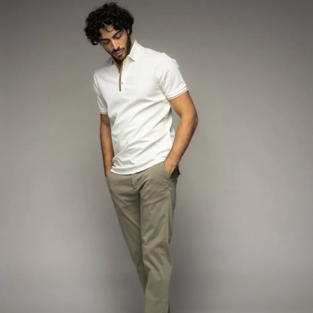 Mos Mosh Gallery Harvey Polo SS Tee Off White^ Overdele