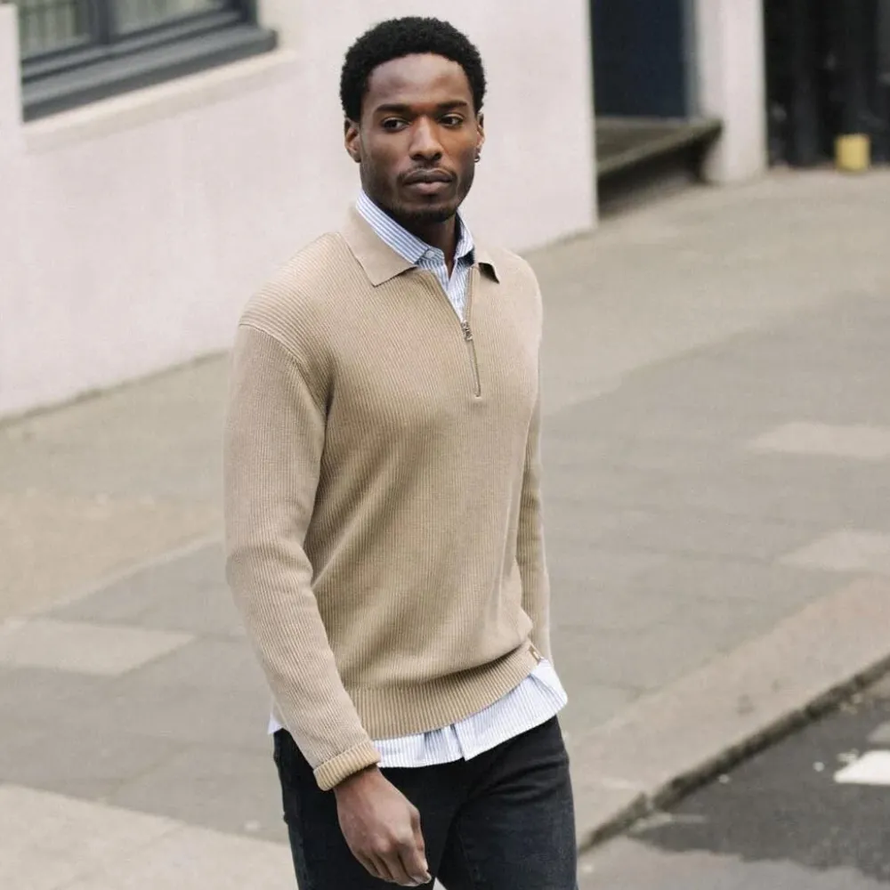 Mos Mosh Gallery Royce Zip Polo Knit Ermine^ Overdele