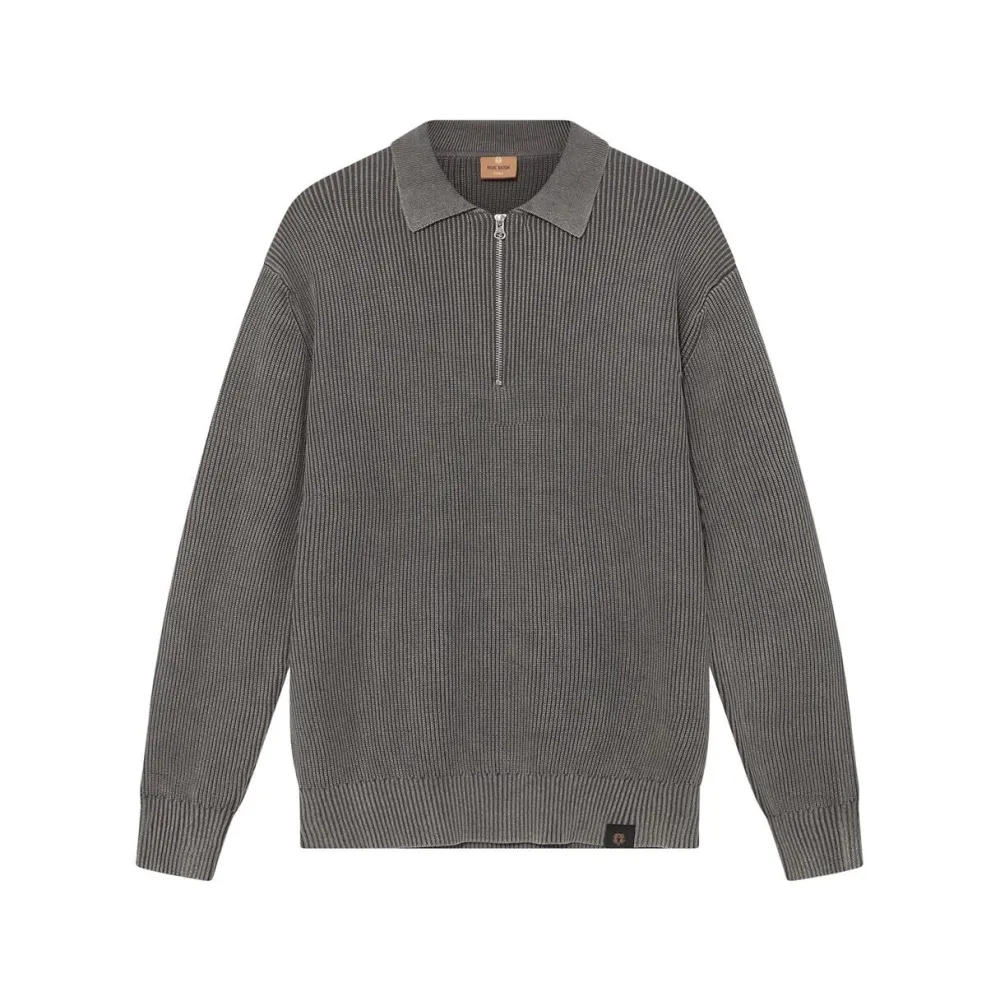Mos Mosh Gallery Royce Zip Polo Knit Light Grey^ Overdele