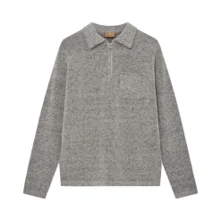 Mos Mosh Gallery Ryan Soft Zip Polo Pullover Light Grey^ Overdele