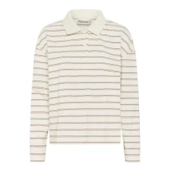 My Essential Wardrobe AnnaMW LS Polo Blouse Snow White Stripe^Dame Overdele