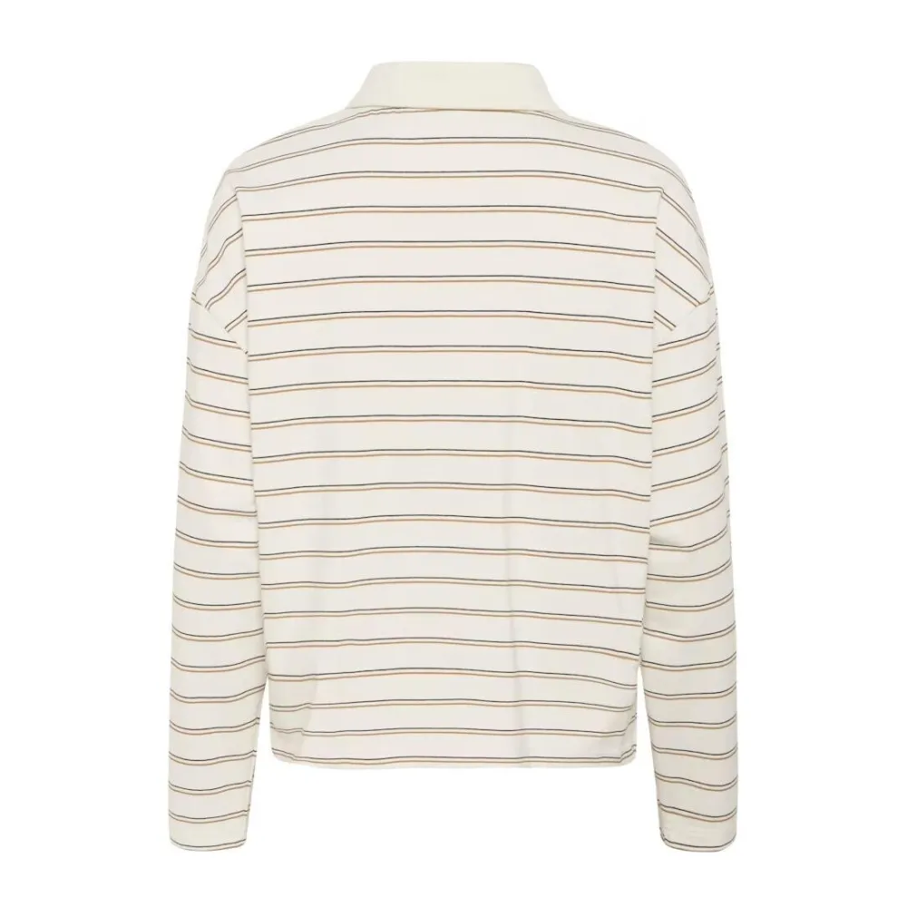 My Essential Wardrobe AnnaMW LS Polo Blouse Snow White Stripe^Dame Overdele