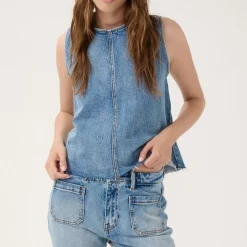 My Essential Wardrobe Dango Top Light Blue Retro Wash^Dame Overdele