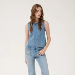 My Essential Wardrobe Dango Top Light Blue Retro Wash^Dame Overdele