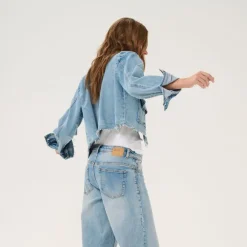 My Essential Wardrobe Dango Short Jacket Light Blue Retro Wash^Dame Overtøj