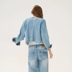 My Essential Wardrobe Dango Short Jacket Light Blue Retro Wash^Dame Overtøj