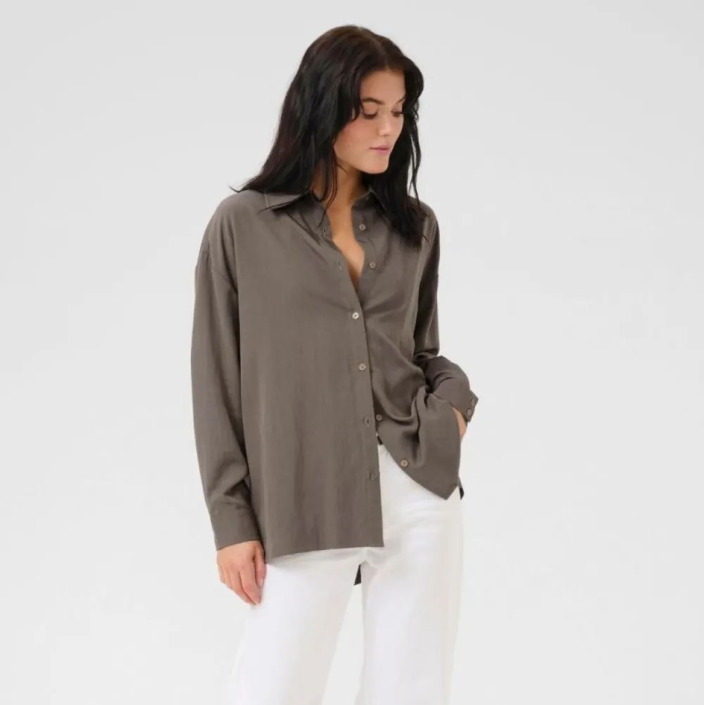 My Essential Wardrobe Gilda Boxy Shirt Walnut^Dame Overdele
