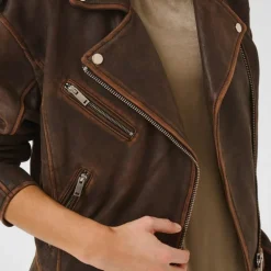 My Essential Wardrobe Gilo Leather Jacket Brown Retro Wash^Dame Overtøj