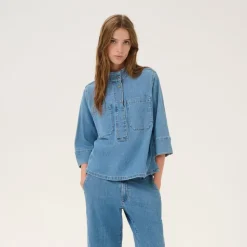 My Essential Wardrobe Lara Blouse Medium Blue Wash^Dame Overdele